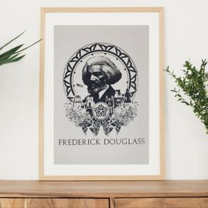 Frederick Douglass Poster. Screen-printed by hand. Black & White 19" x 13"